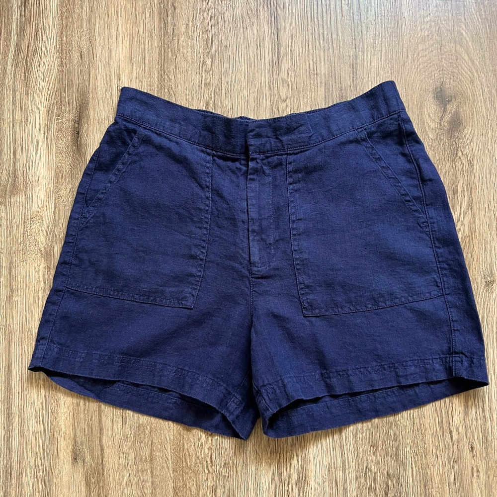 Rachel Zoe High Waist Blue linen Shorts Size Small.
